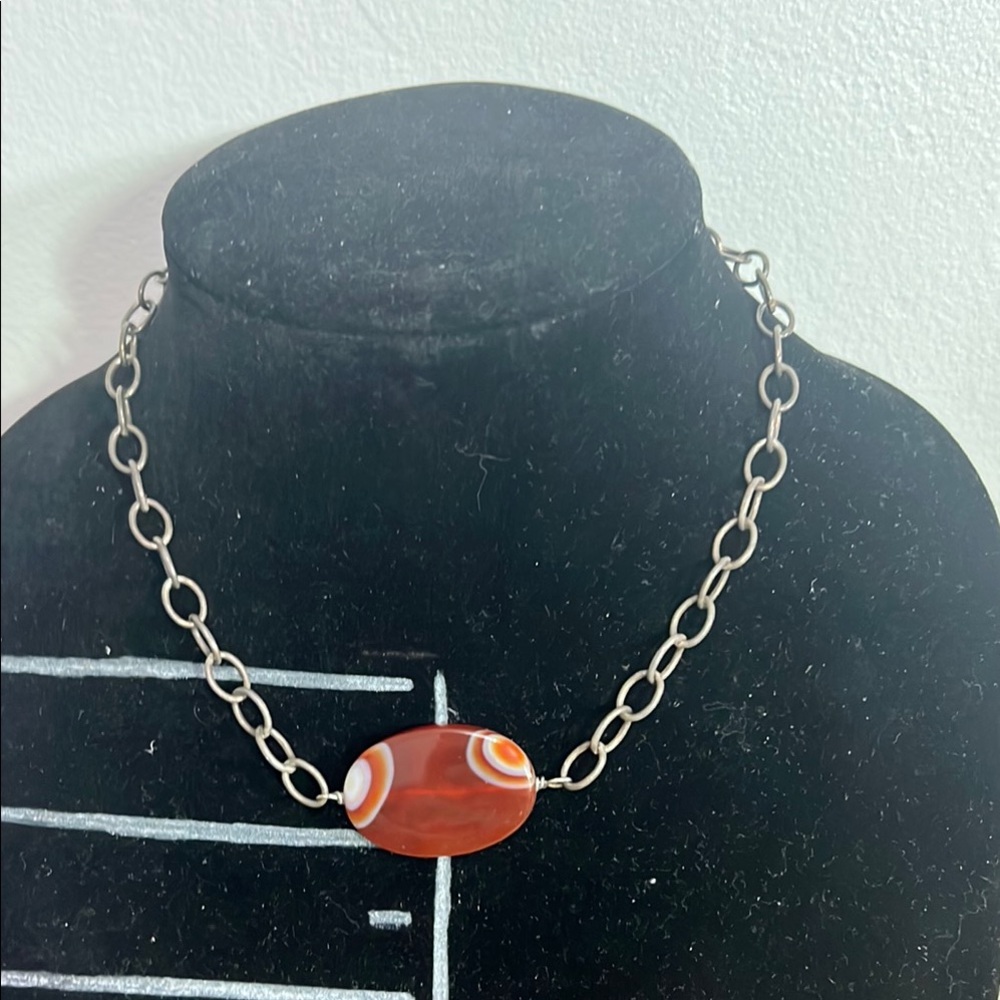 Elegant KALAN Sterling Red Agate Necklace